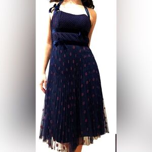 Vintage Betsey Johnson New York Velvet Polka Dot Mesh Lace Coquette Dress 4